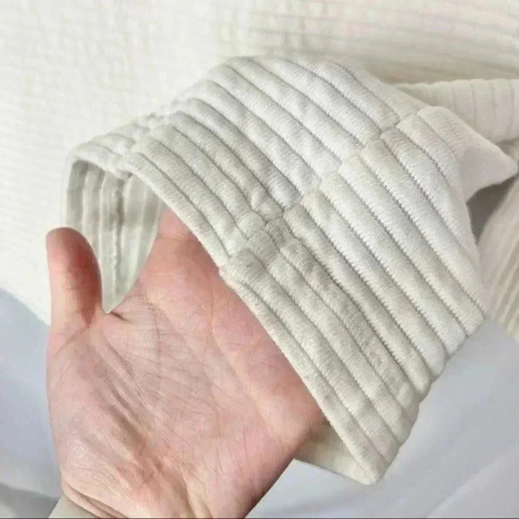 Zara White Textured Mock Neck Drop Shoulder Long Sleeve Sweater M - Picture 5 of 6